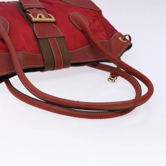 PRADA Shoulder Bag Leather Nylon Red Gold Auth 138849 - Picture 8 of 16